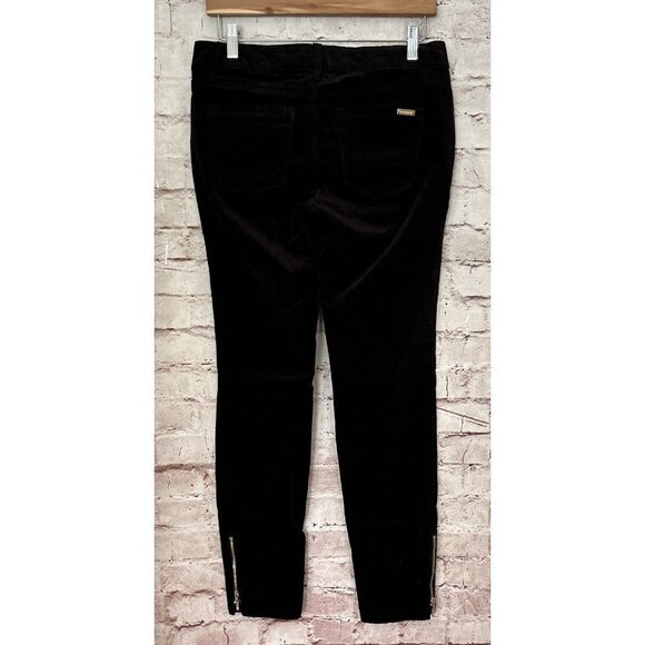 WHBM Black Velvet Skinny Jeans Stretch Gold Ankle Zippers Womens Size 4 Reg - Picture 4 of 5